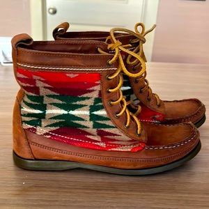 Vintage Pendleton leather and wool southwest ankle boots